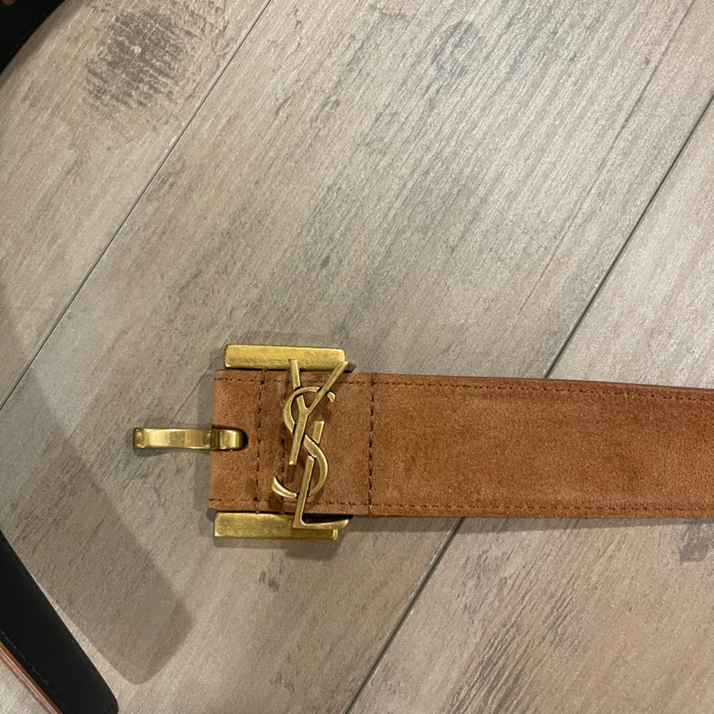 Saint Laurent brown belt suede